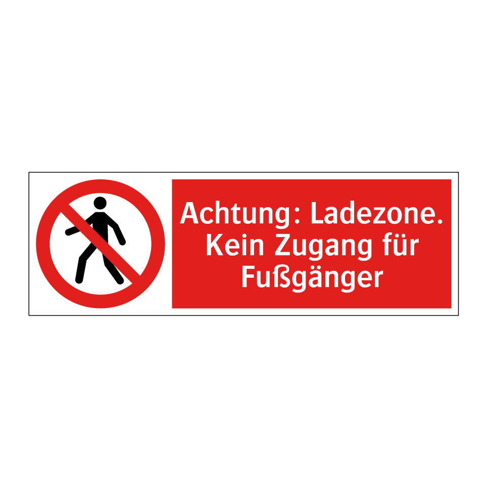 Achtung: Ladezone. Kein Zugang für Fußgänger