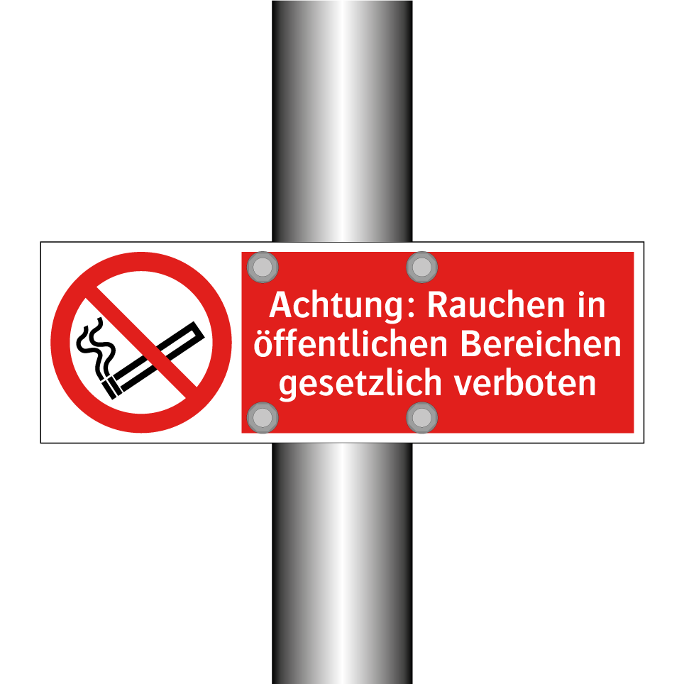 Achtung: Rauchen in öffentlichen Bereichen gesetzlich verboten