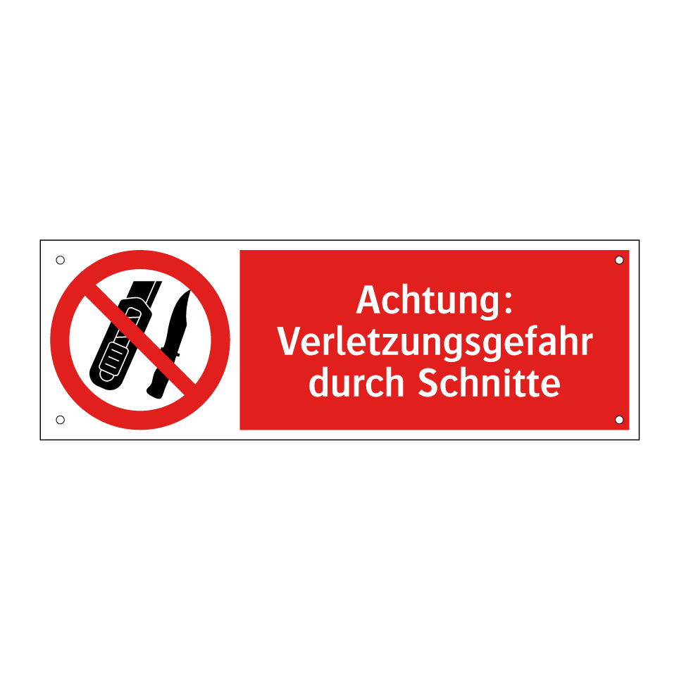 Achtung: Verletzungsgefahr durch Schnitte