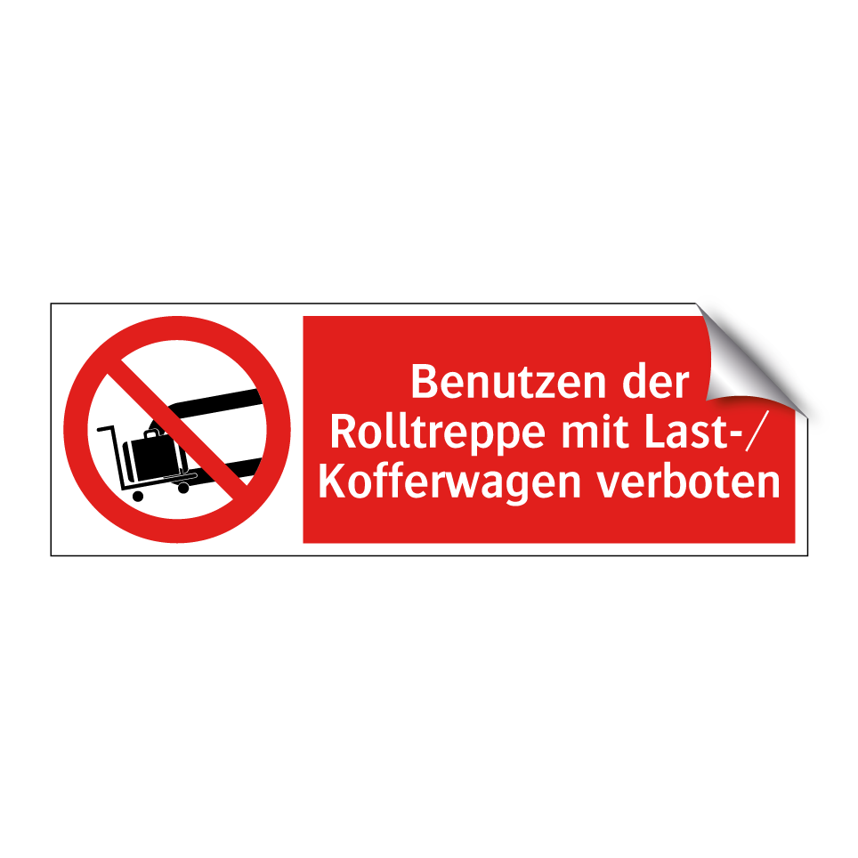 Benutzen der Rolltreppe mit Last-/ Kofferwagen verboten