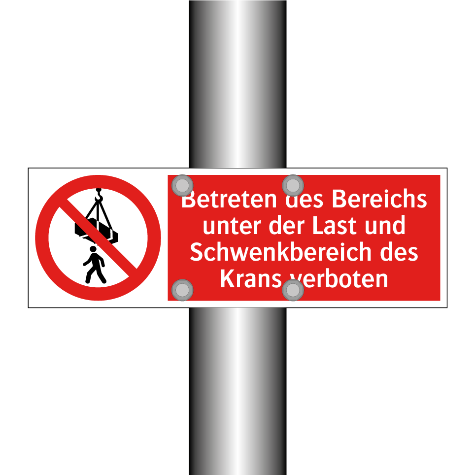 Betreten des Bereichs unter der Last und Schwenkbereich des Krans verboten