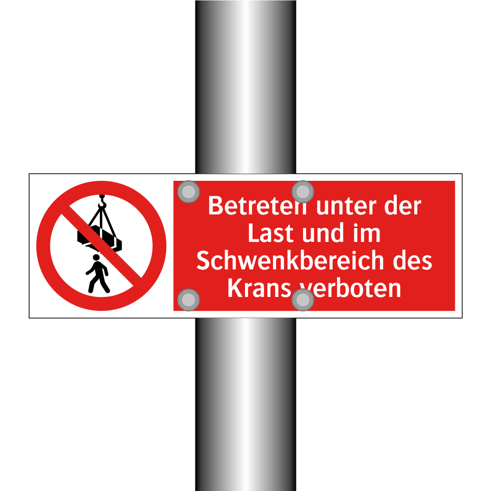Betreten unter der Last und im Schwenkbereich des Krans verboten