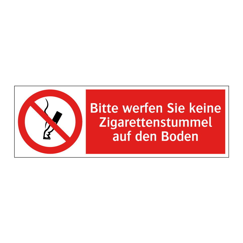 Bitte werfen Sie keine Zigarettenstummel auf den Boden