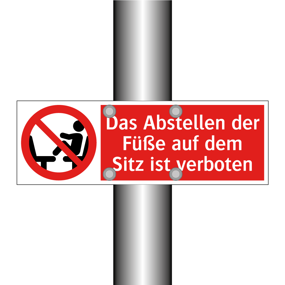 Das Abstellen der Füße auf dem Sitz ist verboten