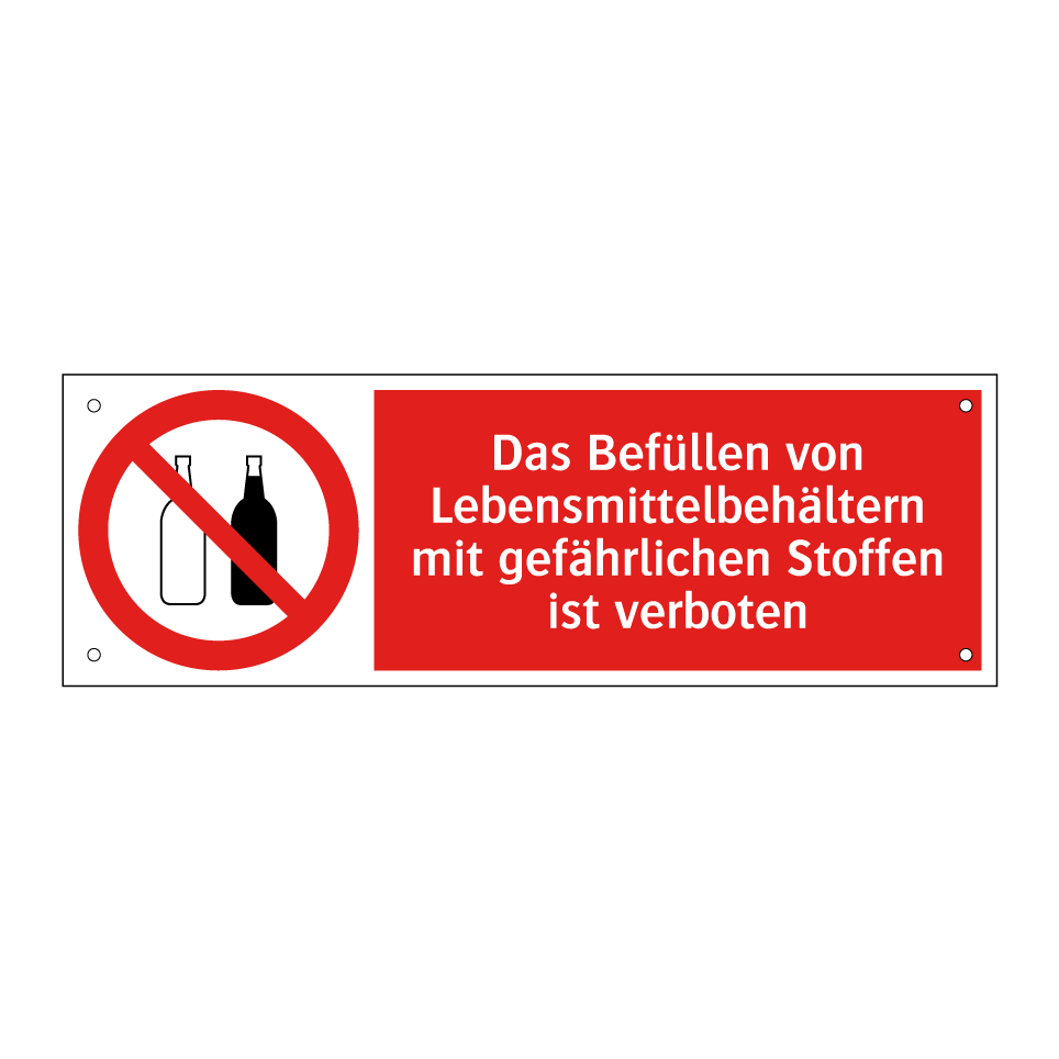 Das Befüllen von Lebensmittelbehältern mit gefährlichen Stoffen ist verboten
