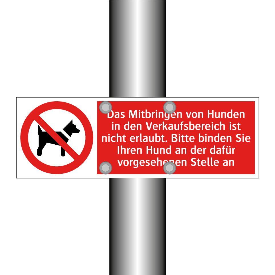 Das Mitbringen von Hunden in den Verkaufsbereich ist nicht erlaubt. Bitte binden Sie Ihren Hund an der dafür vorgesehenen Stelle an