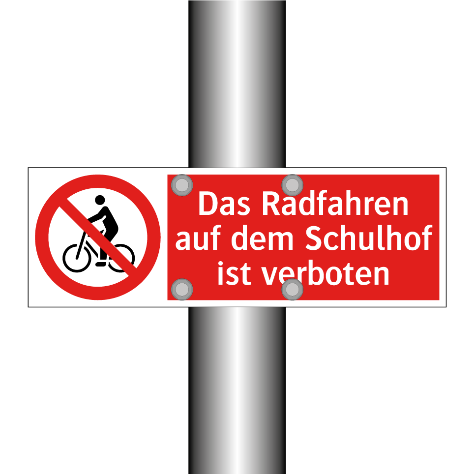 Das Radfahren auf dem Schulhof ist verboten