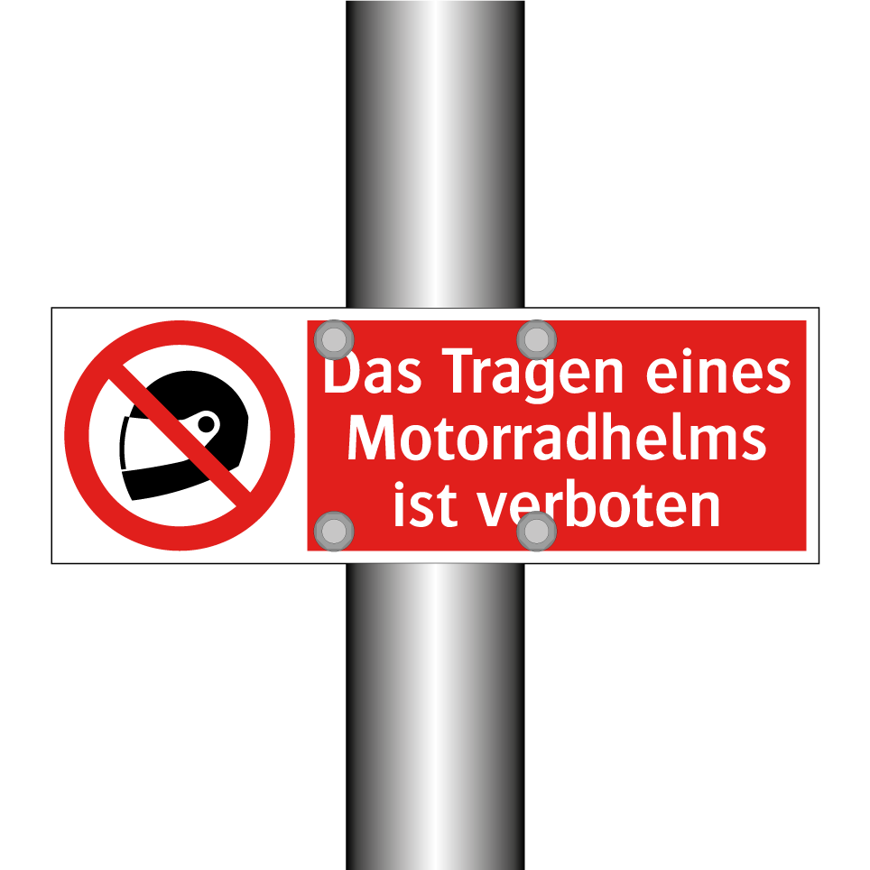 Das Tragen eines Motorradhelms ist verboten