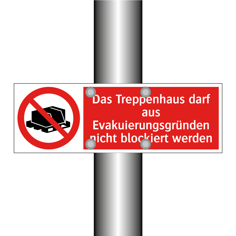 Das Treppenhaus darf aus Evakuierungsgründen nicht blockiert werden