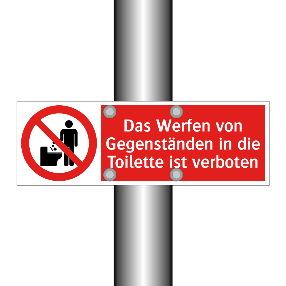 Das Werfen von Gegenständen in die Toilette ist verboten