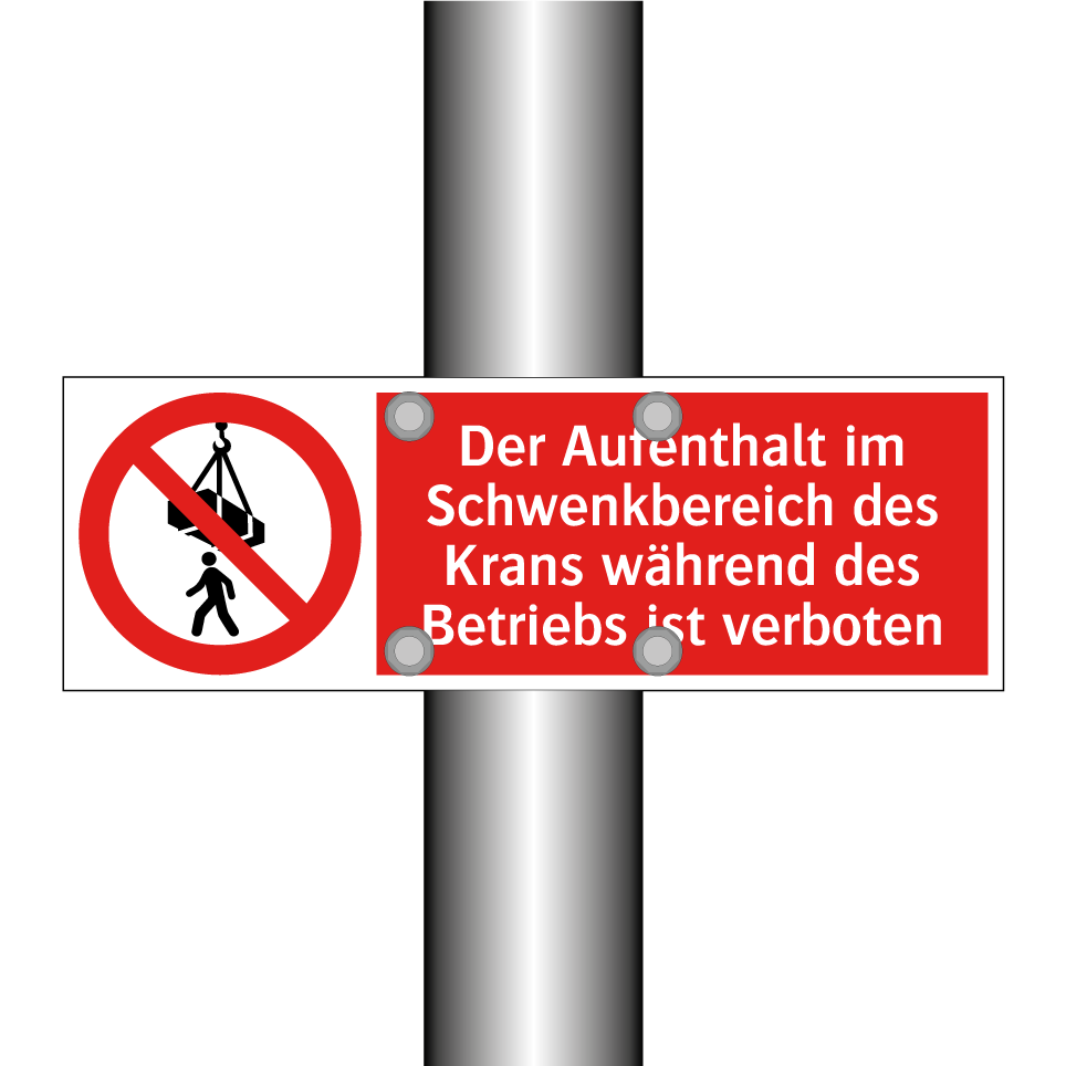 Der Aufenthalt im Schwenkbereich des Krans während des Betriebs ist verboten