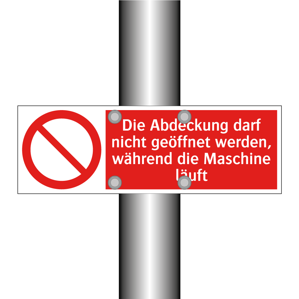 Die Abdeckung darf nicht geöffnet werden, während die Maschine läuft