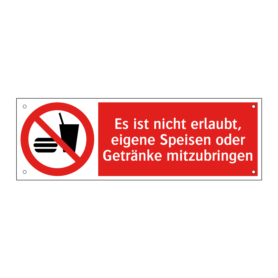Es ist nicht erlaubt, eigene Speisen oder Getränke mitzubringen
