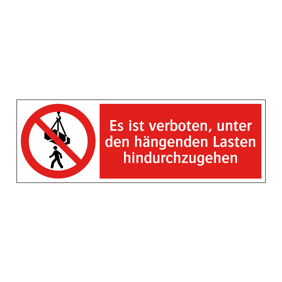 Es ist verboten, unter den hängenden Lasten hindurchzugehen