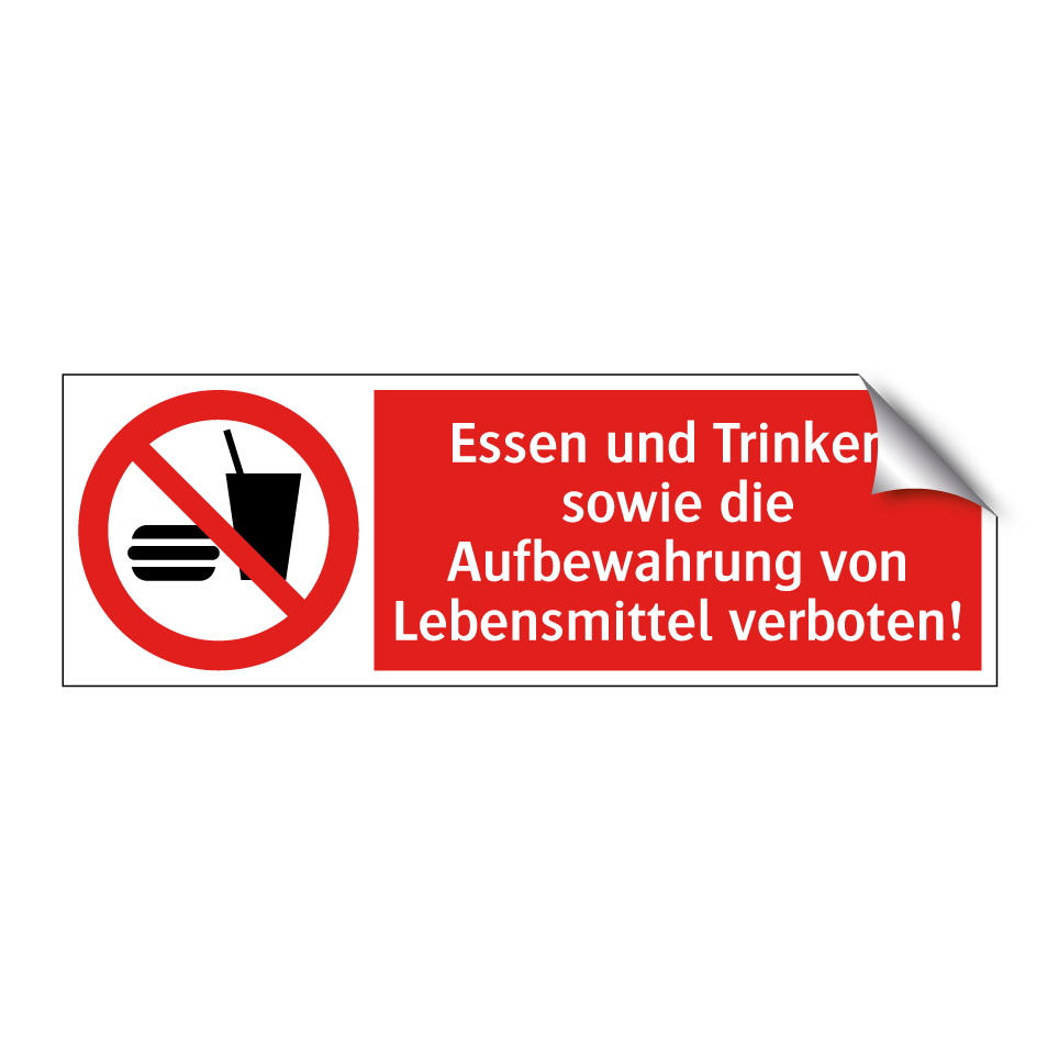 Essen und Trinken, sowie die Aufbewahrung von Lebensmittel verboten!