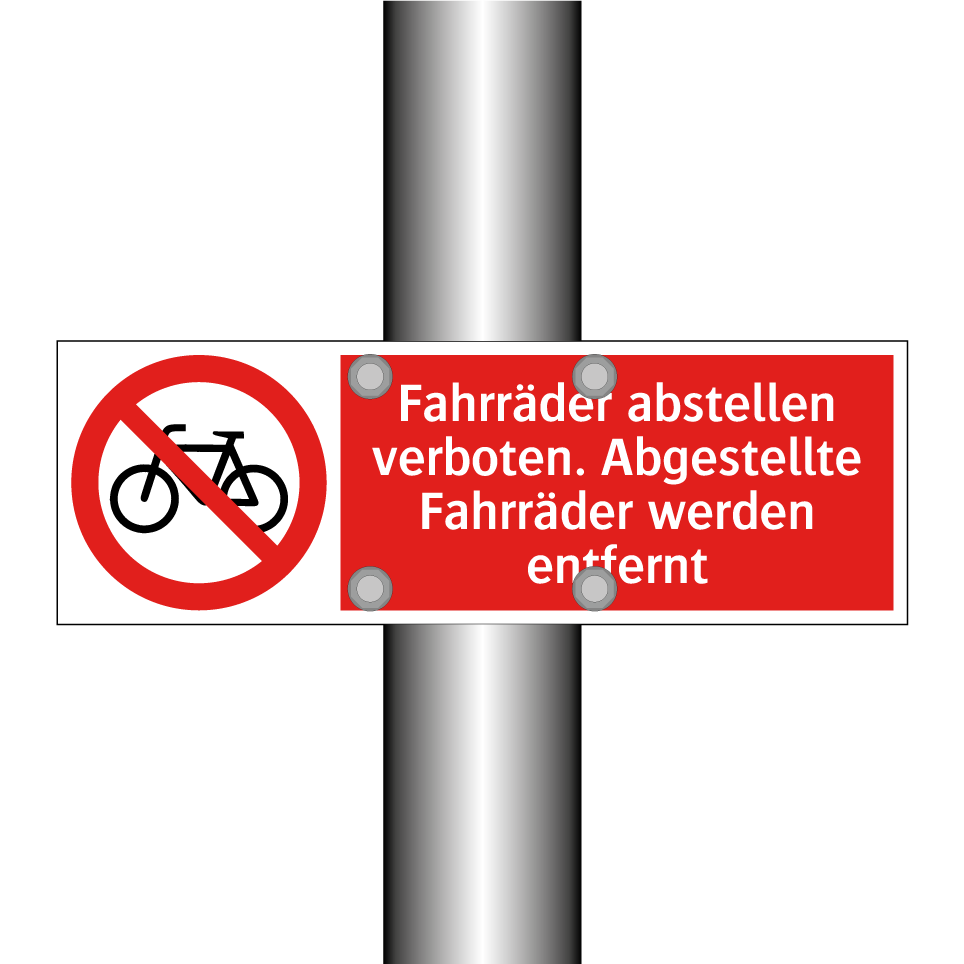 Fahrräder abstellen verboten. Abgestellte Fahrräder werden entfernt