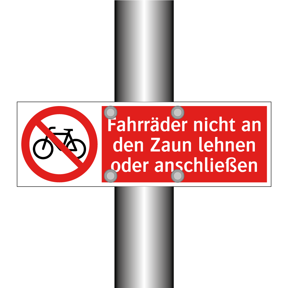 Fahrräder nicht an den Zaun lehnen oder anschließen