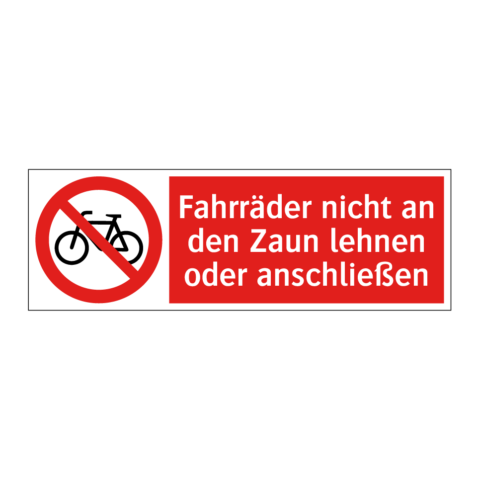 Fahrräder nicht an den Zaun lehnen oder anschließen