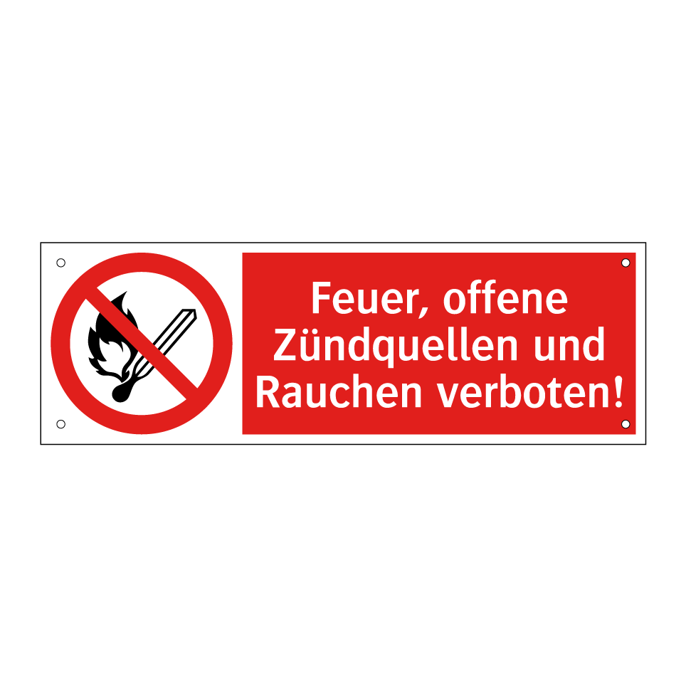 Feuer, offene Zündquellen und Rauchen verboten!