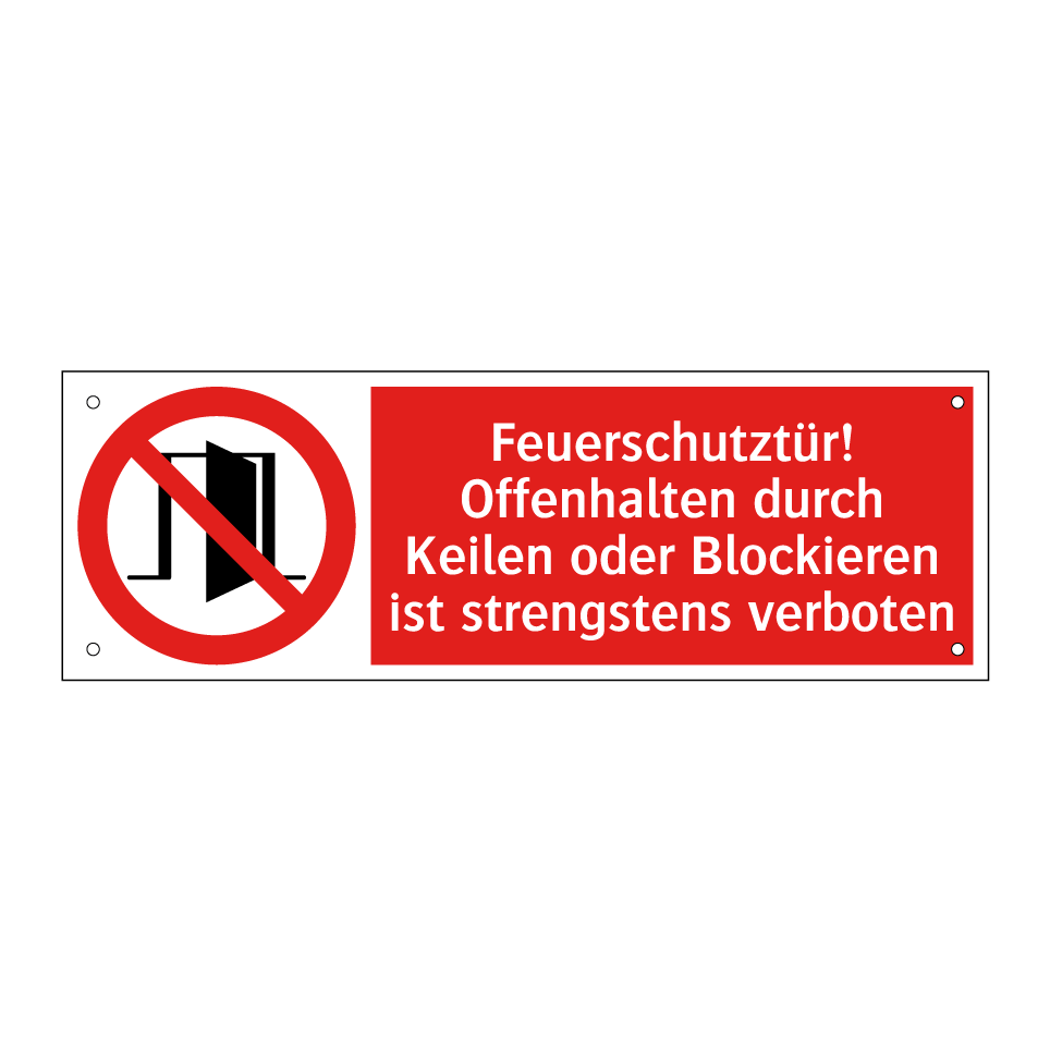 Feuerschutztür! Offenhalten durch Keilen oder Blockieren ist strengstens verboten