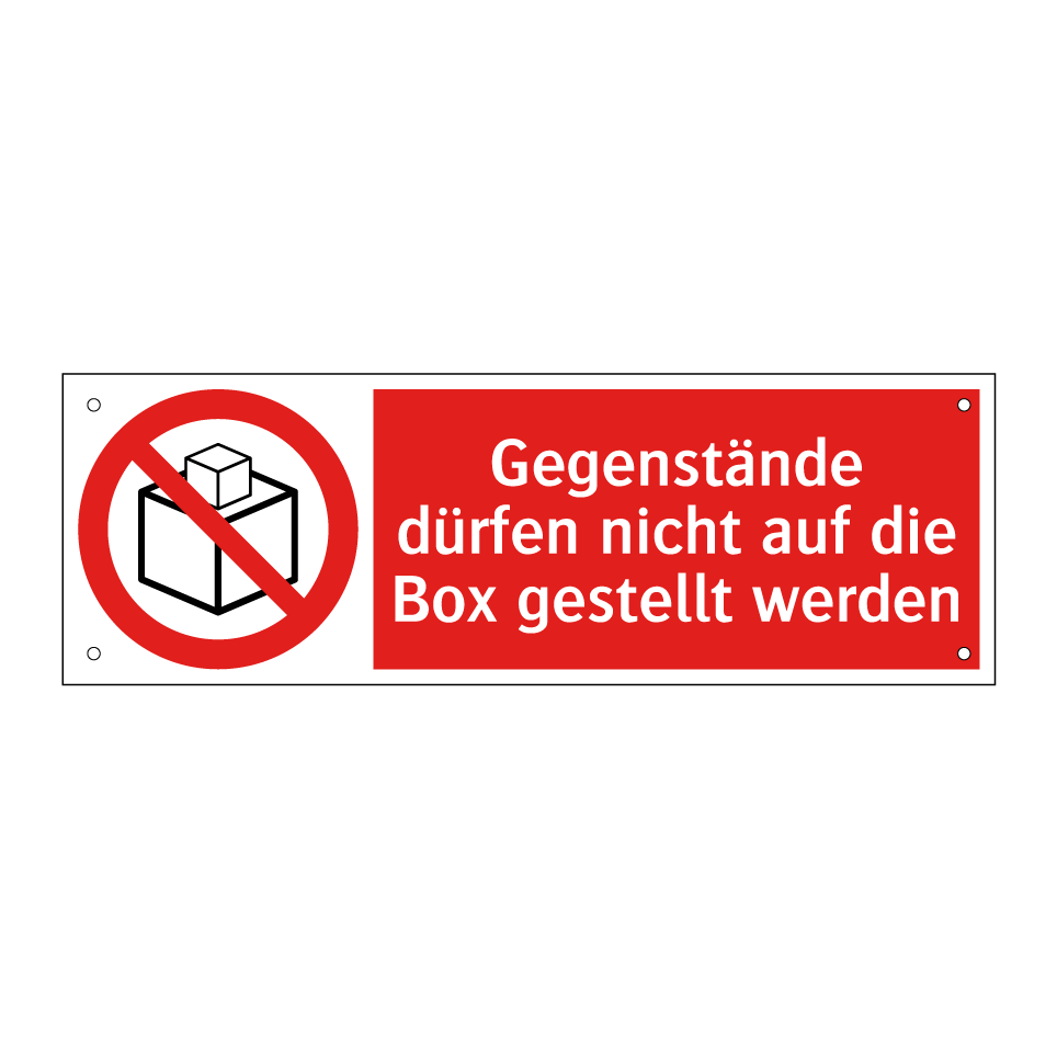 Gegenstände dürfen nicht auf die Box gestellt werden