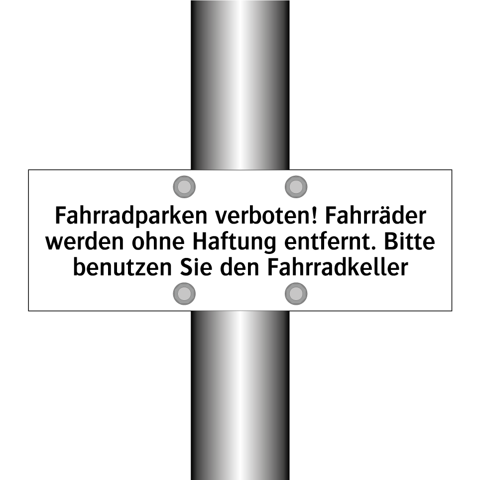 Fahrradparken verboten! Fahrräder werden ohne Haftung entfernt. Bitte benutzen Sie den Fahrradkeller