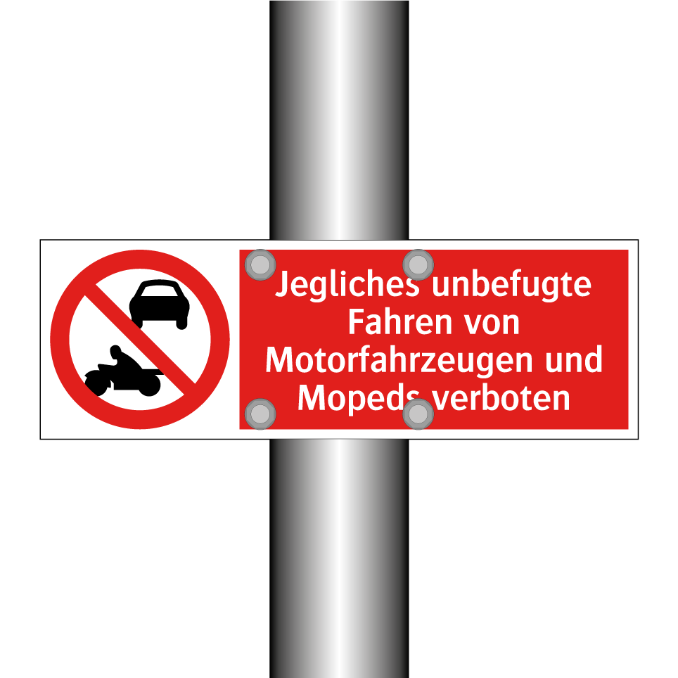 Jegliches unbefugte Fahren von Motorfahrzeugen und Mopeds verboten