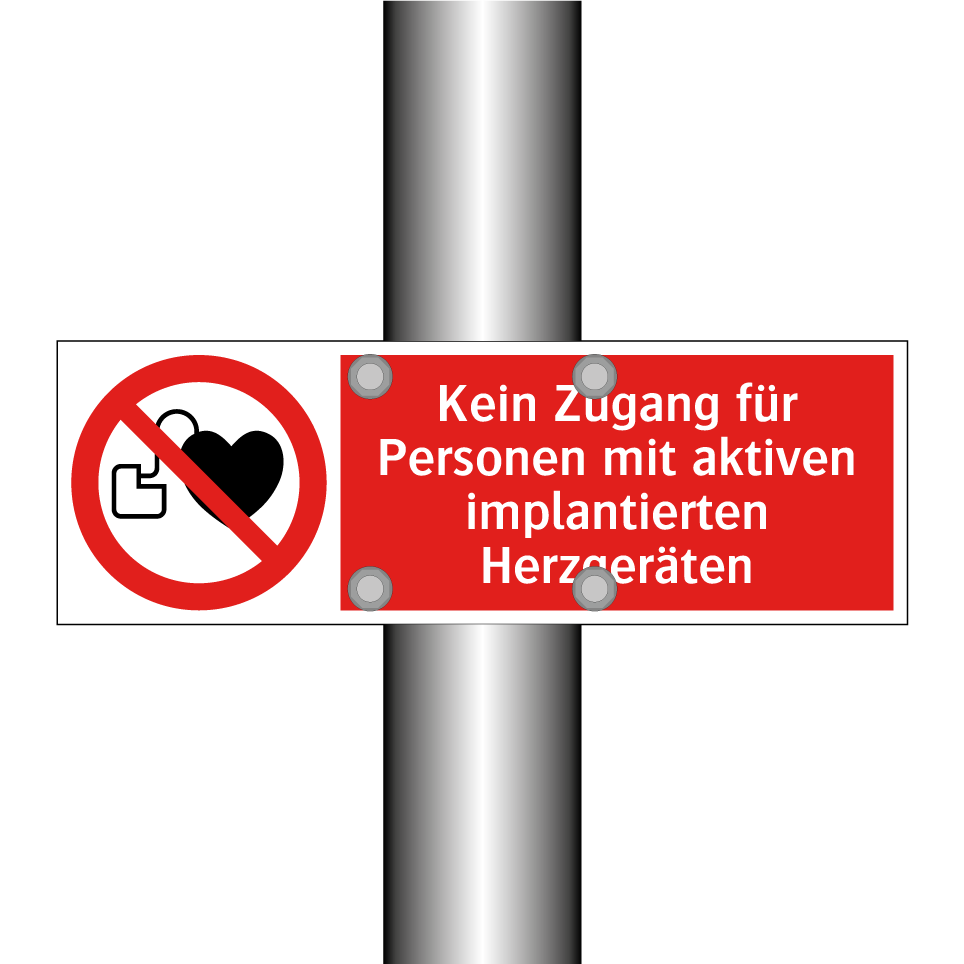 Kein Zugang für Personen mit aktiven implantierten Herzgeräten
