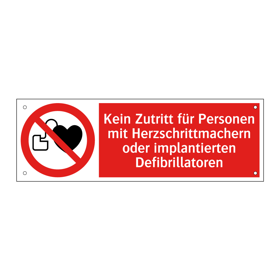 Kein Zutritt für Personen mit Herzschrittmachern oder implantierten Defibrillatoren