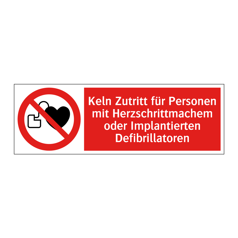 Keln Zutritt für Personen mit Herzschrittmachem oder Implantierten Defibrillatoren