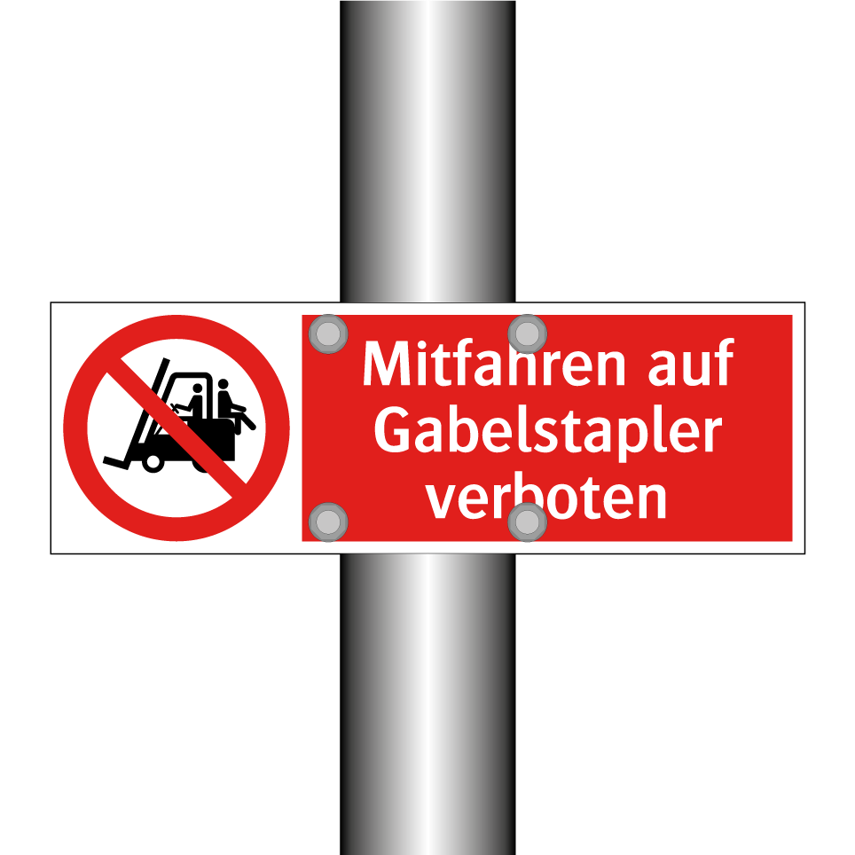 Mitfahren auf Gabelstapler verboten