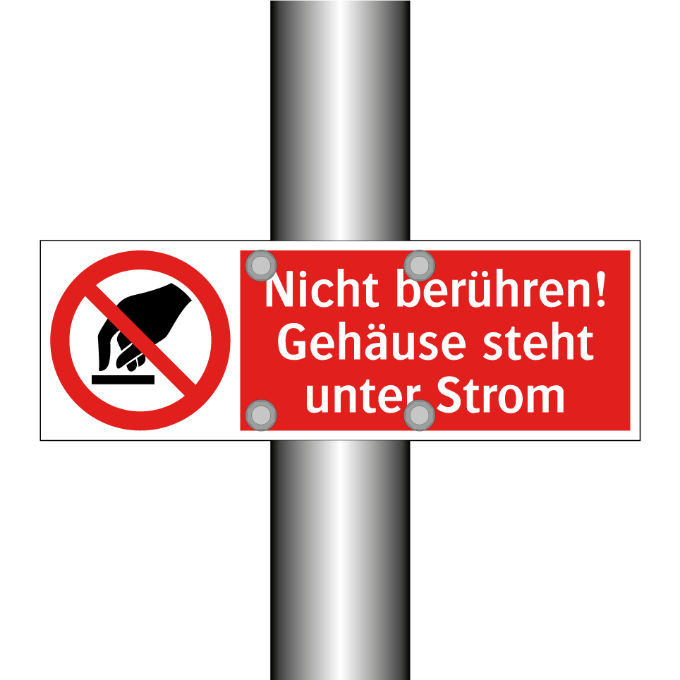 Nicht berühren! Gehäuse steht unter Strom