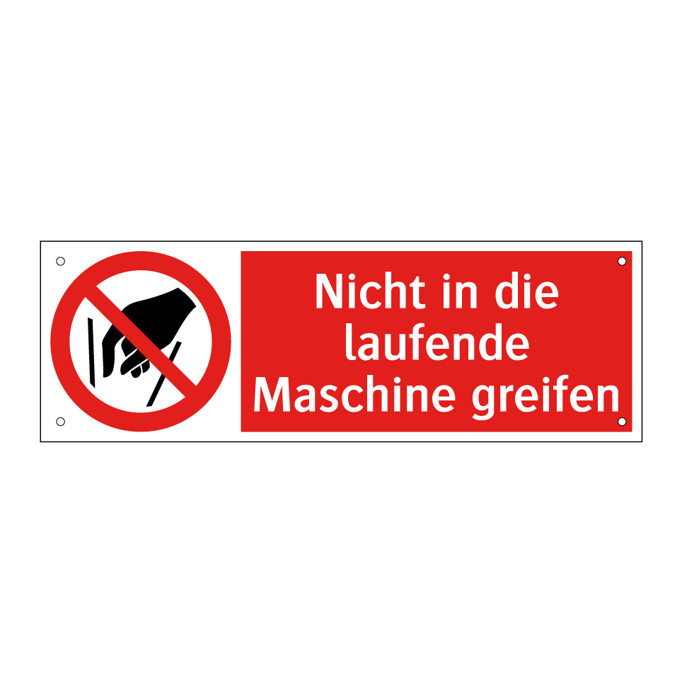 Nicht in die laufende Maschine greifen