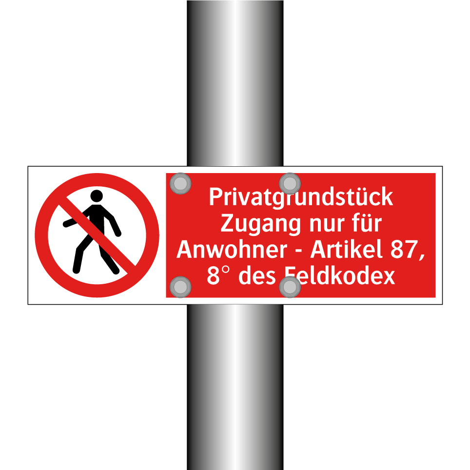 Privatgrundstück Zugang nur für Anwohner - Artikel 87, 8° des Feldkodex