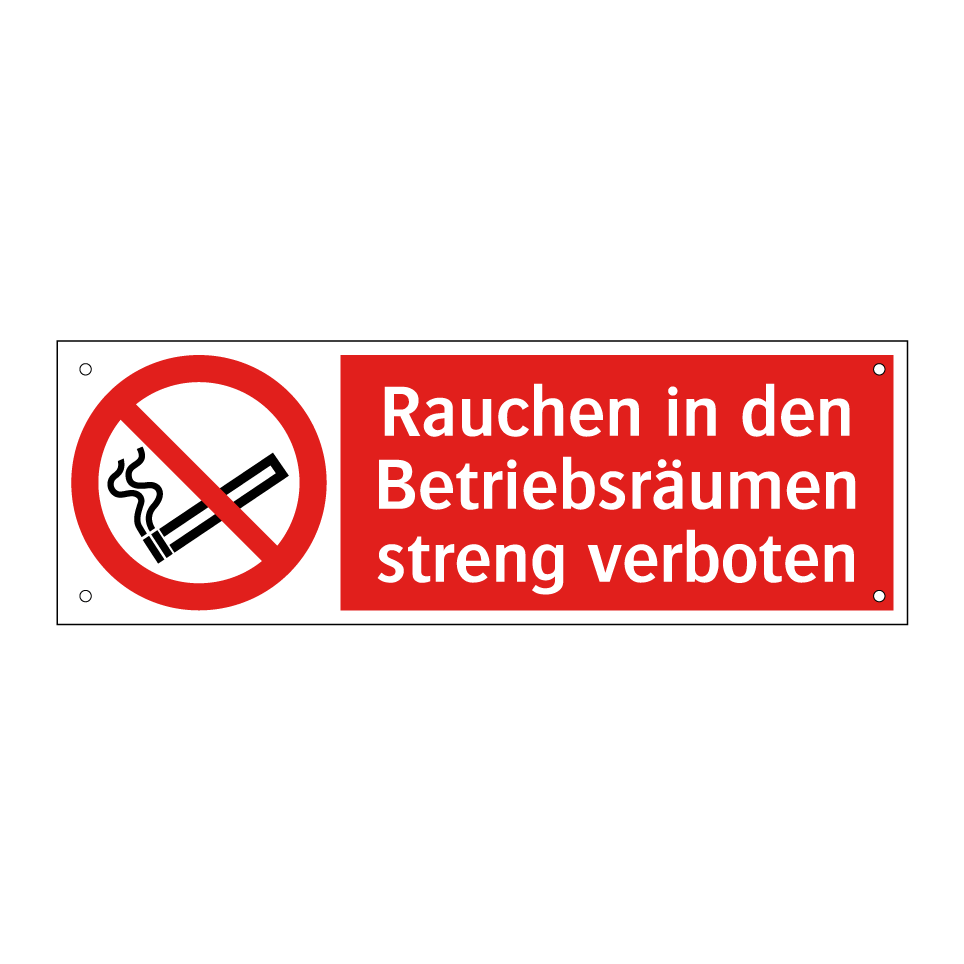 Rauchen in den Betriebsräumen streng verboten