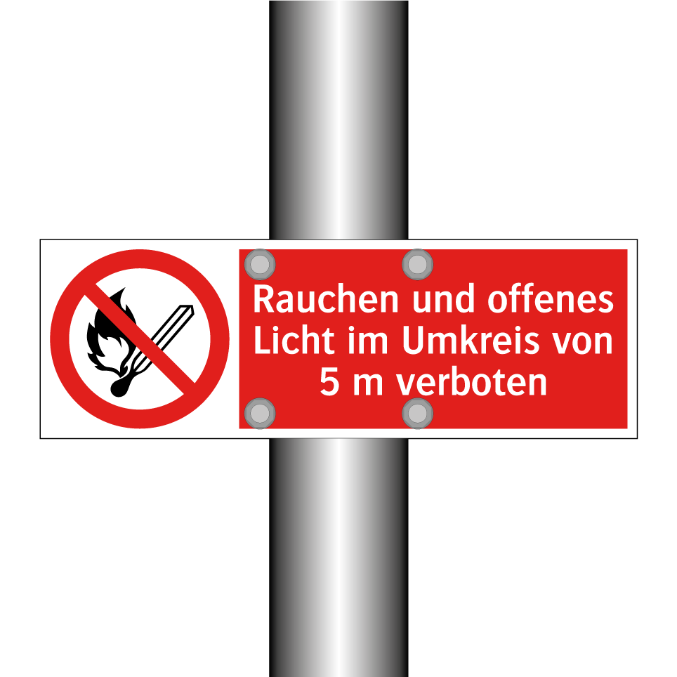 Rauchen und offenes Licht im Umkreis von 5 m verboten