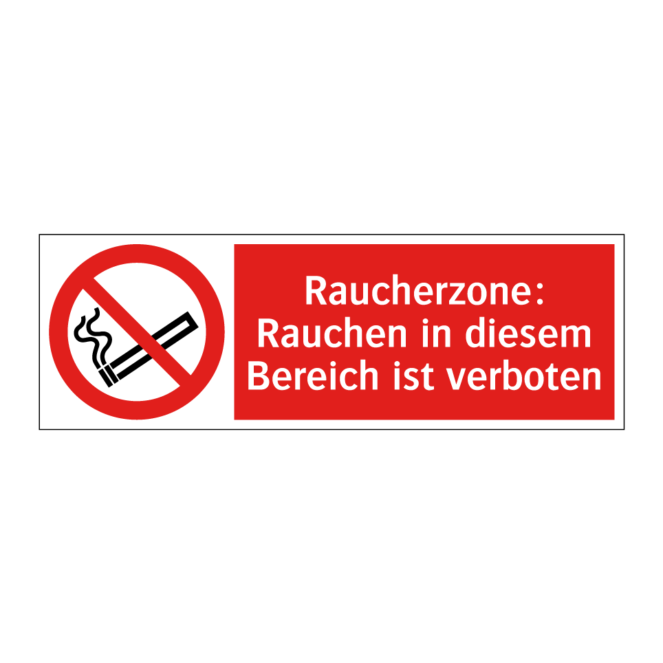 Raucherzone: Rauchen in diesem Bereich ist verboten