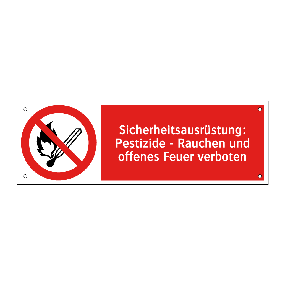 Sicherheitsausrüstung: Pestizide - Rauchen und offenes Feuer verboten