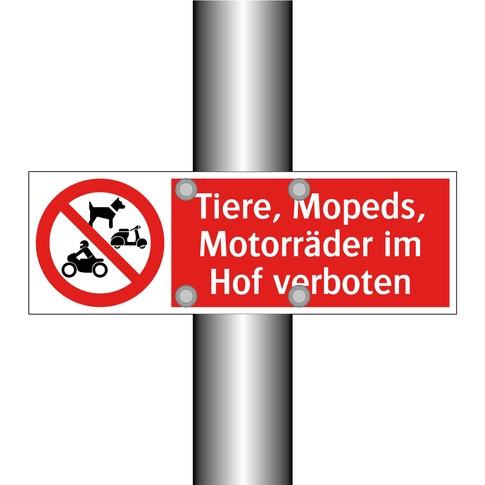 Tiere, Mopeds, Motorräder im Hof verboten