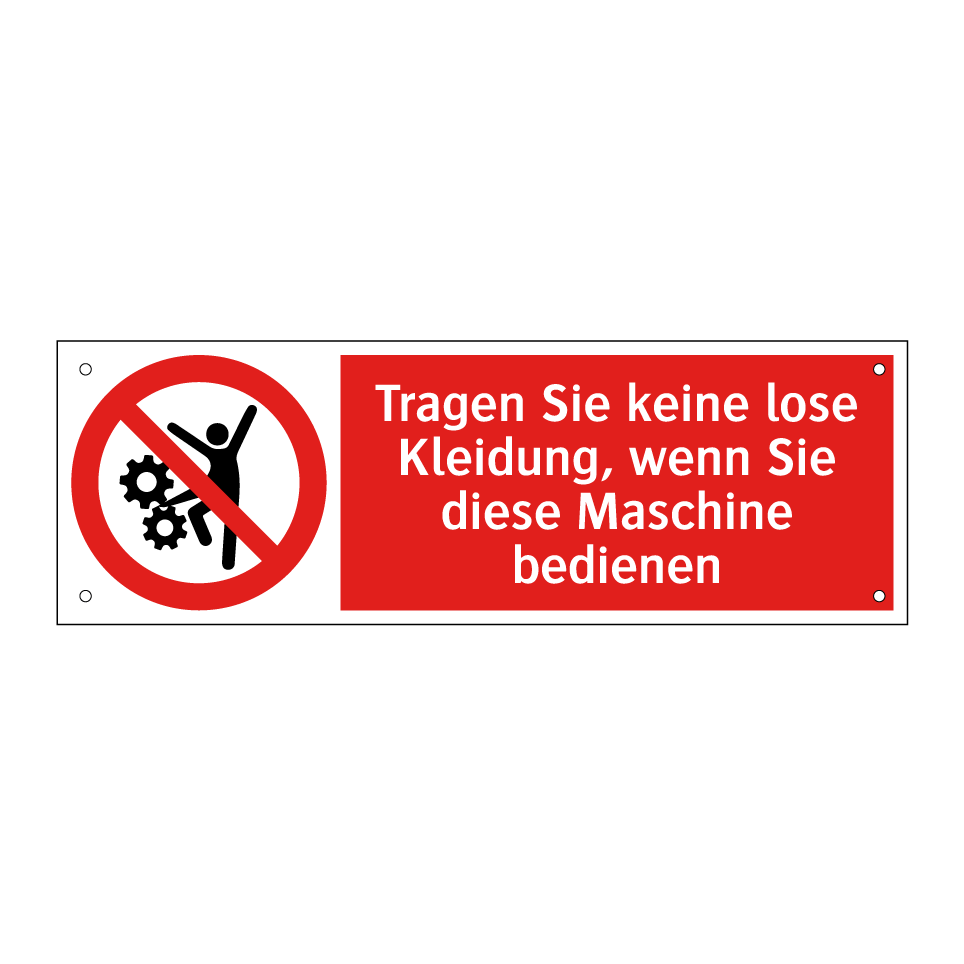 Tragen Sie keine lose Kleidung, wenn Sie diese Maschine bedienen