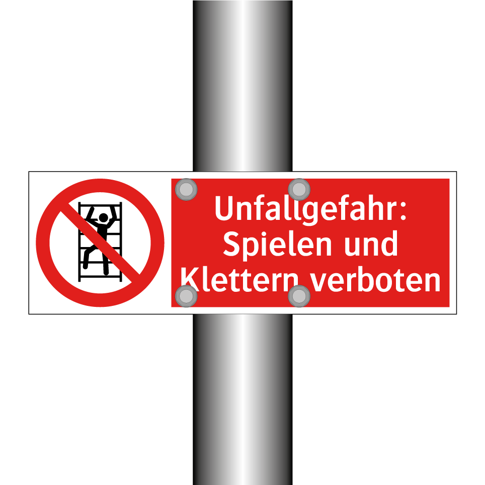 Unfallgefahr: Spielen und Klettern verboten