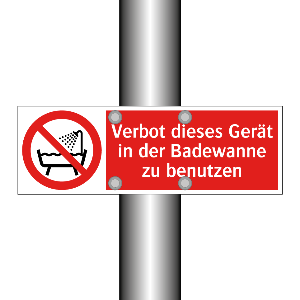 Verbot dieses Gerät in der Badewanne zu benutzen