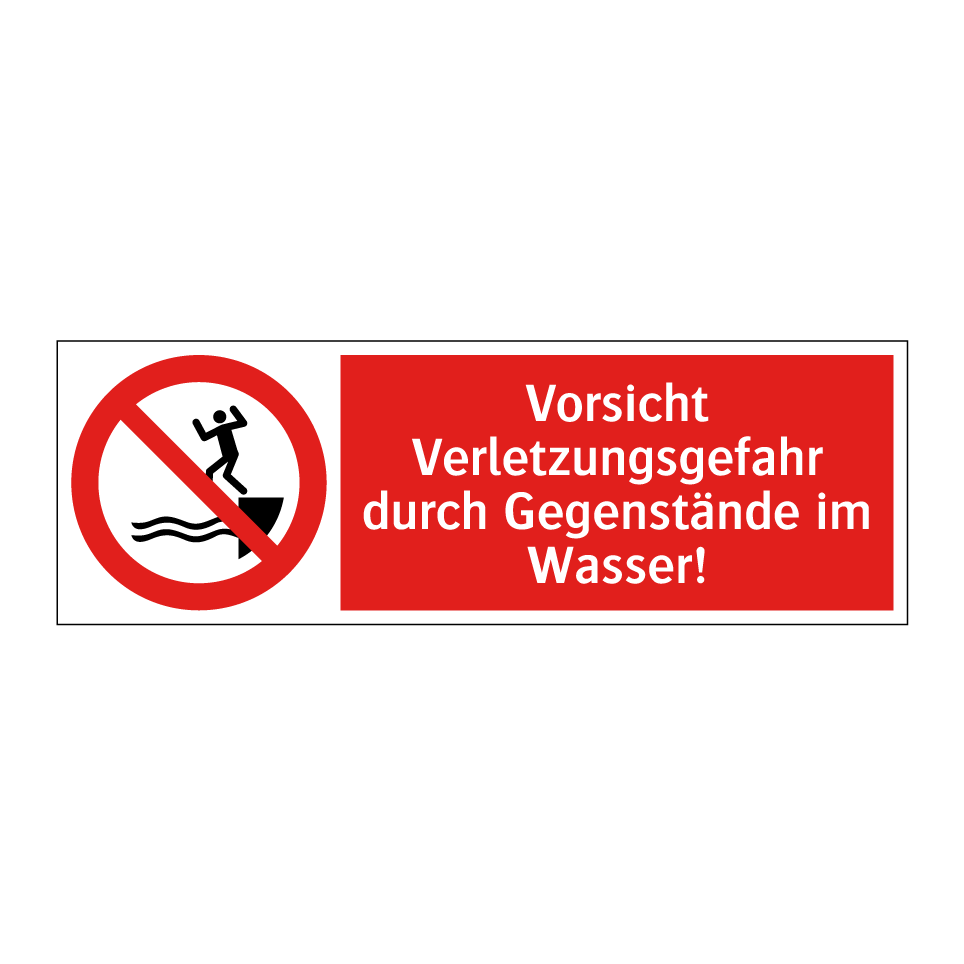 Vorsicht Verletzungsgefahr durch Gegenstände im Wasser!