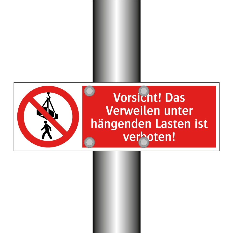 Vorsicht! Das Verweilen unter hängenden Lasten ist verboten!