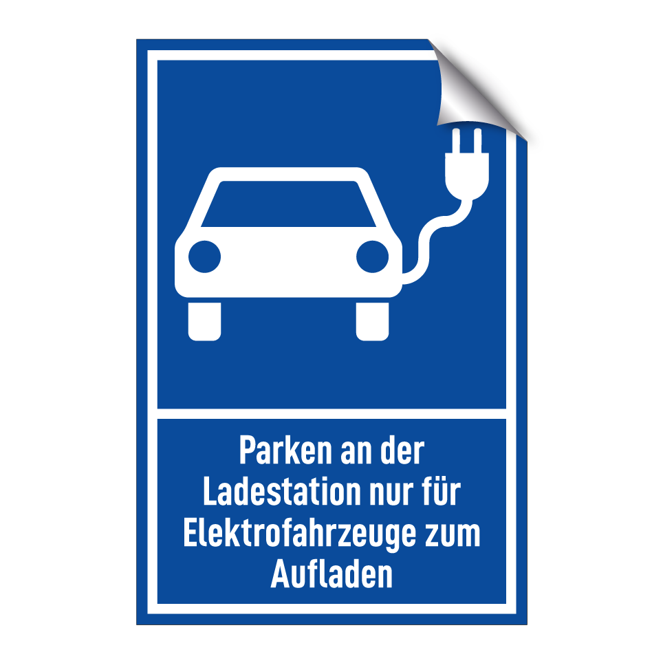 Parken an der Ladestation nur für Elektrofahrzeuge zum Aufladen