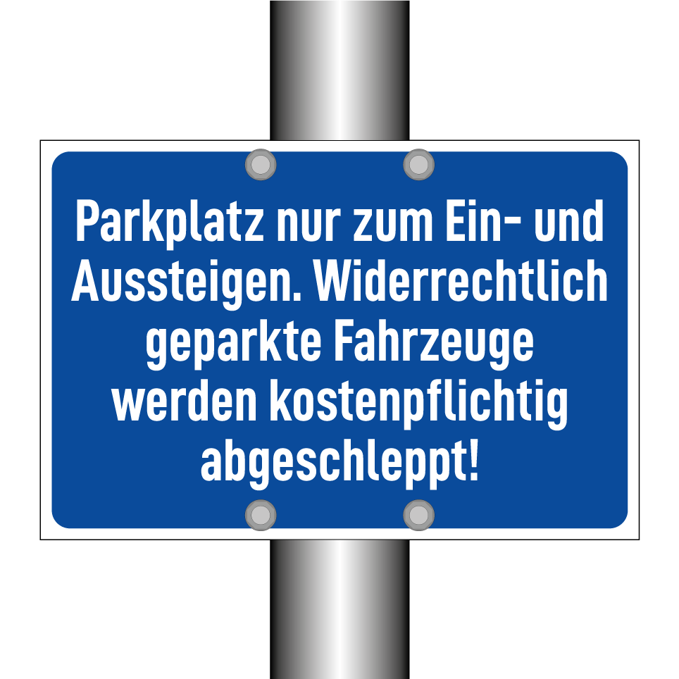 Parkplatz nur zum Ein- und Aussteigen. Widerrechtlich geparkte Fahrzeuge werden kostenpflichtig abgeschleppt!