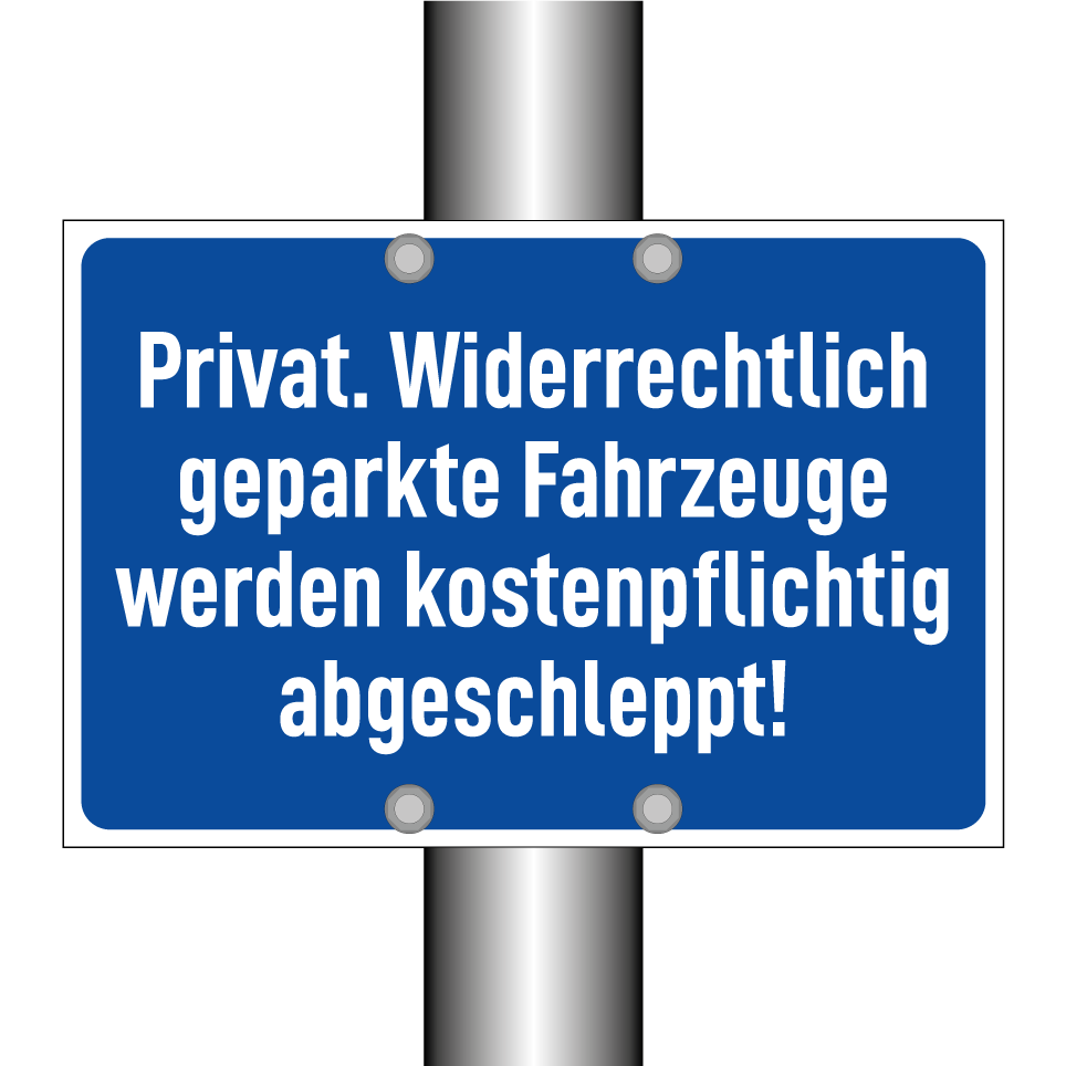 Privat. Widerrechtlich geparkte Fahrzeuge werden kostenpflichtig abgeschleppt!