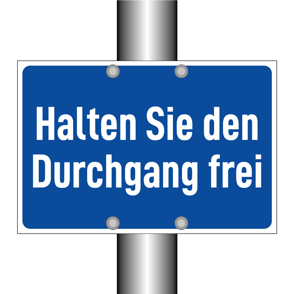 Halten Sie den Durchgang frei