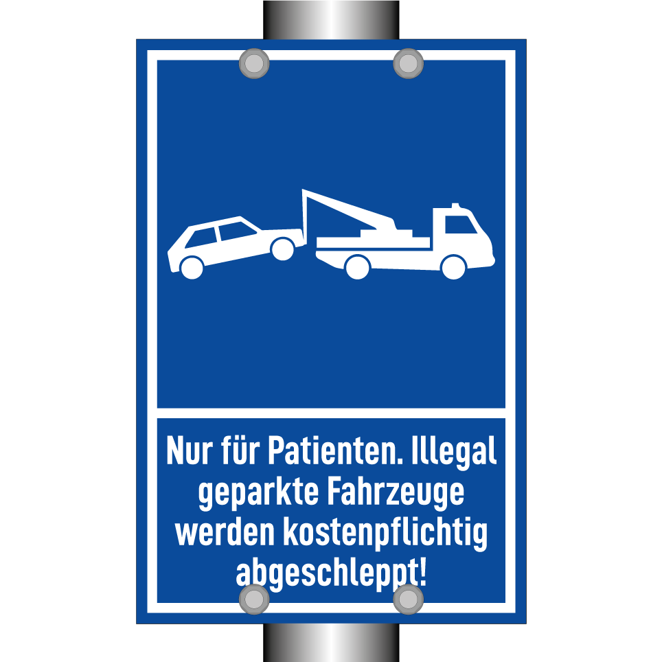 Nur für Patienten. Illegal geparkte Fahrzeuge werden kostenpflichtig abgeschleppt!