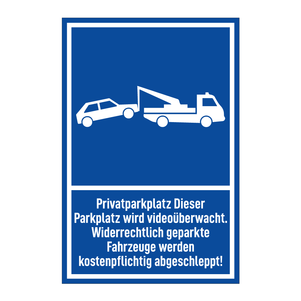 Privatparkplatz Dieser Parkplatz wird videoüberwacht. Widerrechtlich geparkte Fahrzeuge werden kostenpflichtig abgeschleppt!